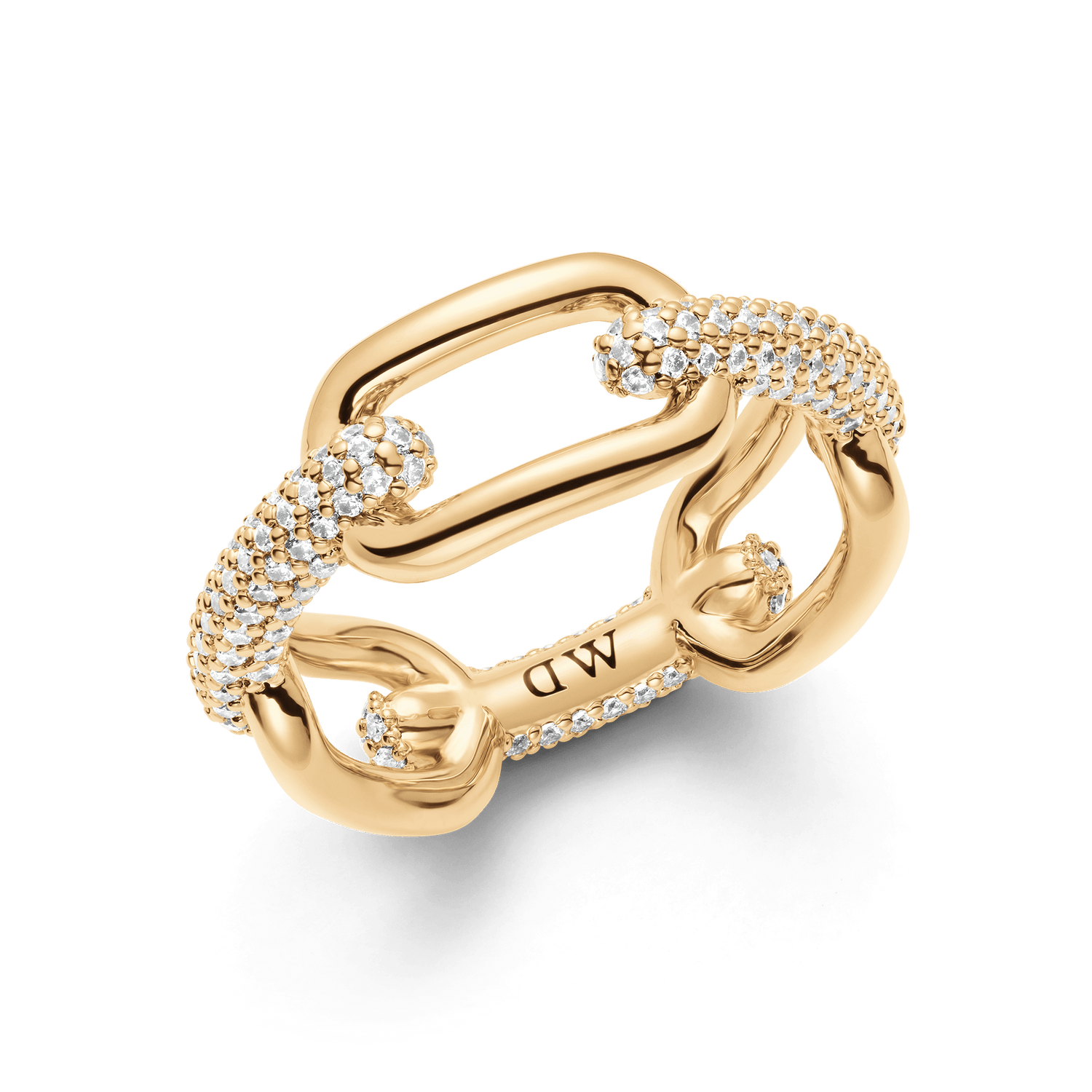 Crystal Link Ring Gold