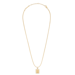 ダニエルウェリントンのRectangular Crystal Frame Pendant Gを白背景で撮影した商品画像です。ゴールドのキヘイチェーンに、クリスタルフレームがあしらわれた長方形のペンダントが下がっており、留め具やアジャスター部分の細部まで確認できます。