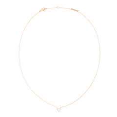 ダニエルウェリントン Mirelle Heart Necklace Rose Goldの全体像。細身のローズゴールドチェーンに、ホワイトキュービックジルコニアをあしらった小ぶりなオープンハートのペンダントが付いたデザインです。