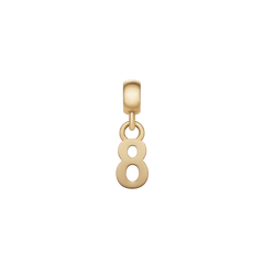 数字の「8」をモチーフにしたDaniel Wellingtonのパーソナルチャーム「Number Charm Gold」です。二つの丸い穴が特徴的なデザインで、ゴールドメッキのポリッシュ仕上げが上品な輝きを放ちます。