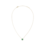 ダニエルウェリントン Audrey Necklace Jade Goldの全体像。細身のゴールドチェーンの中央に、ドーム型の翡翠ペンダントを配し、その周囲をホワイトキュービックジルコニアのヘイローが彩ります。