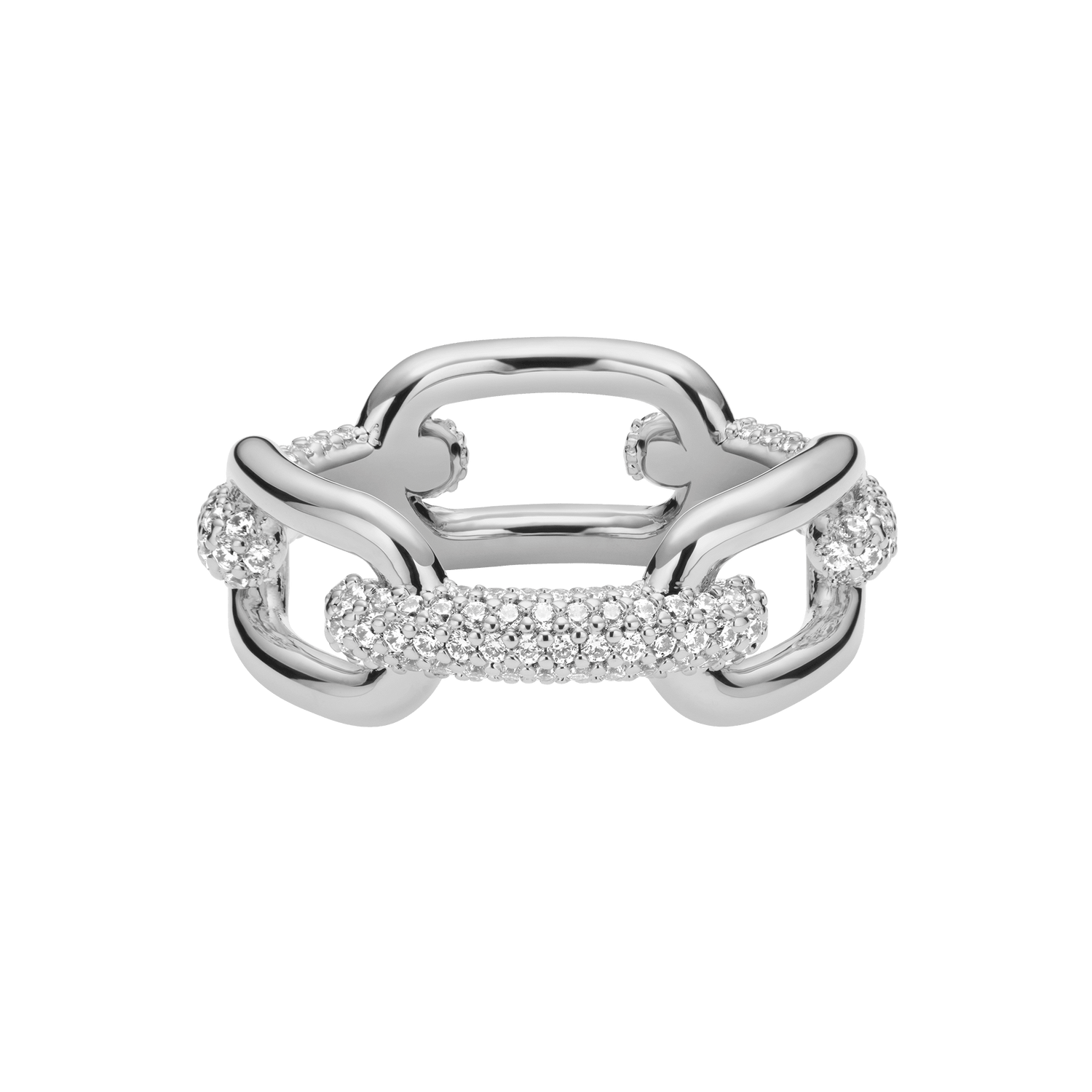 Crystal Link Ring Silver
