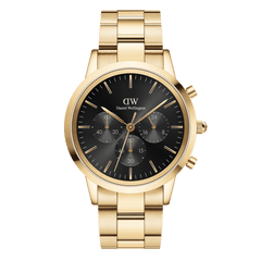 Daniel Wellington ブラック クロノグラフ Iconic Chronograph Link Onyx B
