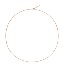 Daniel WellingtonのCharms Chain Necklaceをリング状に広げた俯瞰写真です。細身のオーバルリンクチェーンのローズゴールドカラーと、チャームを取り付けられるバー型パーツの形状がご確認いただけます。