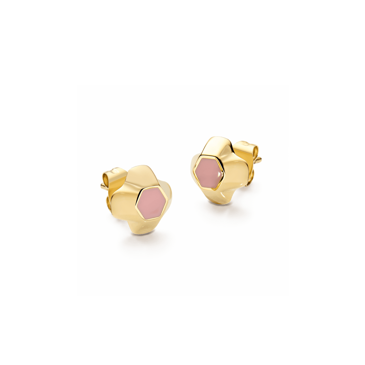 North Star Earrings Small Apricot Enamel Gold