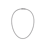 Daniel WellingtonのTide Mesh Necklace Black 1.8。1.8mm幅のブラックメッシュチェーンが描くミニマルな楕円形と、ロブスタークラスプがフラットに収まるデザインが、白い背景に映えます。