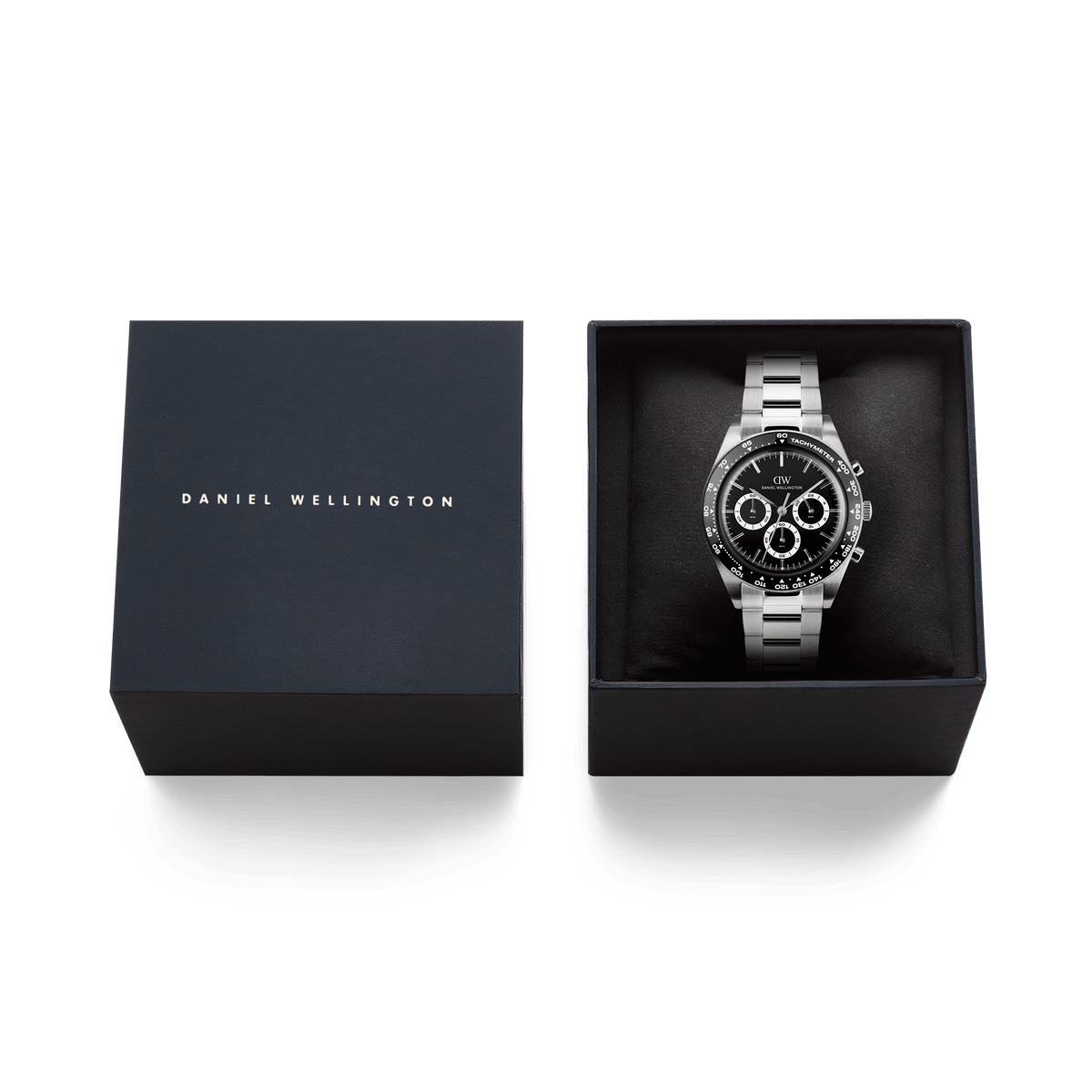 Iconic Tachymeter 3-Link Black Silver