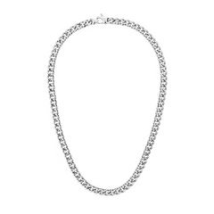 ダニエルウェリントン Ellipse Cuban Chain Necklace Silverの商品画像。研磨されたフラットなキューバンリンクが連なる、ロブスタークラスプ付きのシルバーチェーンネックレスです。重厚感のある仕上がりが特徴です。