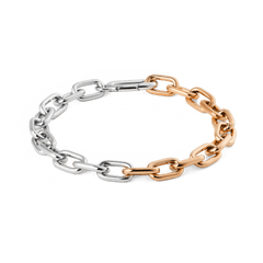 Contrast Link Bracelet Two Tone Rose Gold