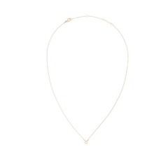 白背景で撮影したCrystal Zodiac Chain Necklace Goldの全体写真です。繊細なゴールドチェーンが自然なドレープを描き、先端にはクリスタルでデザインされた牡牛座のペンダントがあしらわれています。上部にはロブスタークラスプとアジャスターが付いています。
