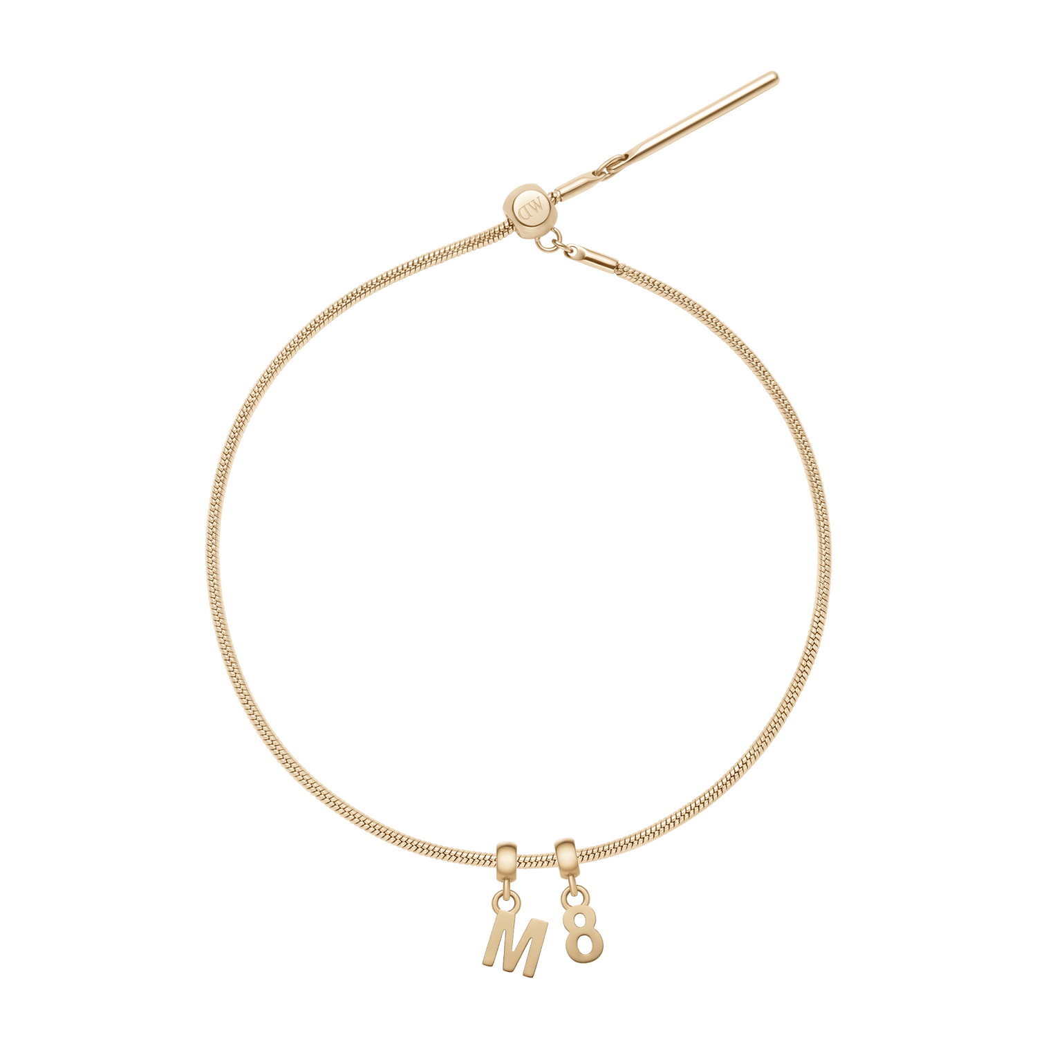 Charm Snake Bracelet + Your Choice of Letter Charm + Number Charm