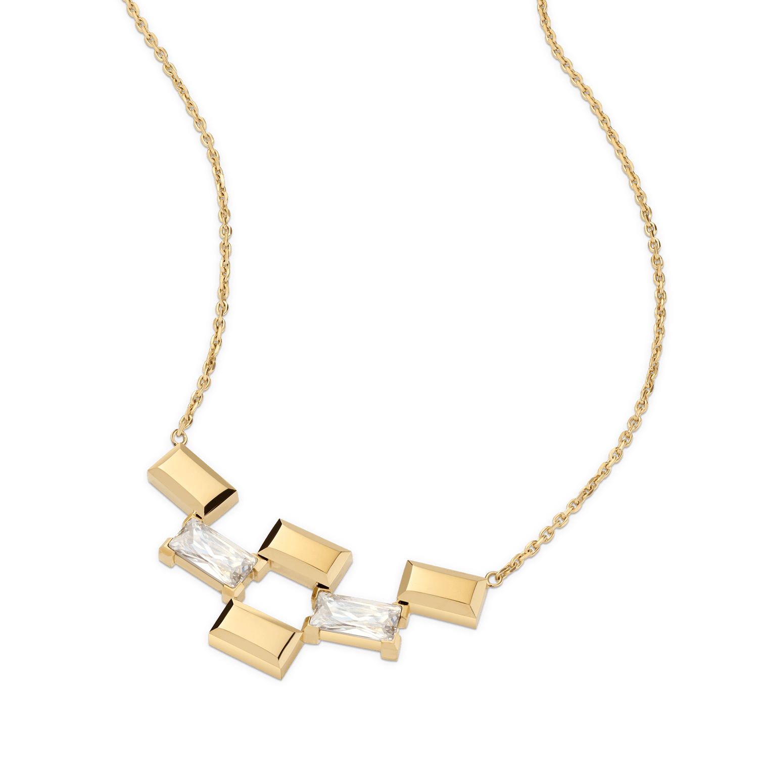 Bric Necklace Multi Crystal Gold
