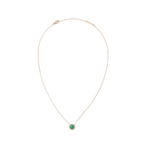 ダニエルウェリントン Audrey Necklace Jade Rose Goldの全体像。ローズゴールドの細身チェーンの中央に、キュービックジルコニアのハローセッティングで囲まれたドーム型の翡翠ペンダントがあしらわれています。