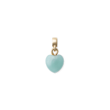 ダニエルウェリントンのAmazonite Heart Gold Charmです。ブルーグリーンの天然アマゾナイトをハート型にカットし、ゴールドの金具で仕上げたチャームの正面図です。