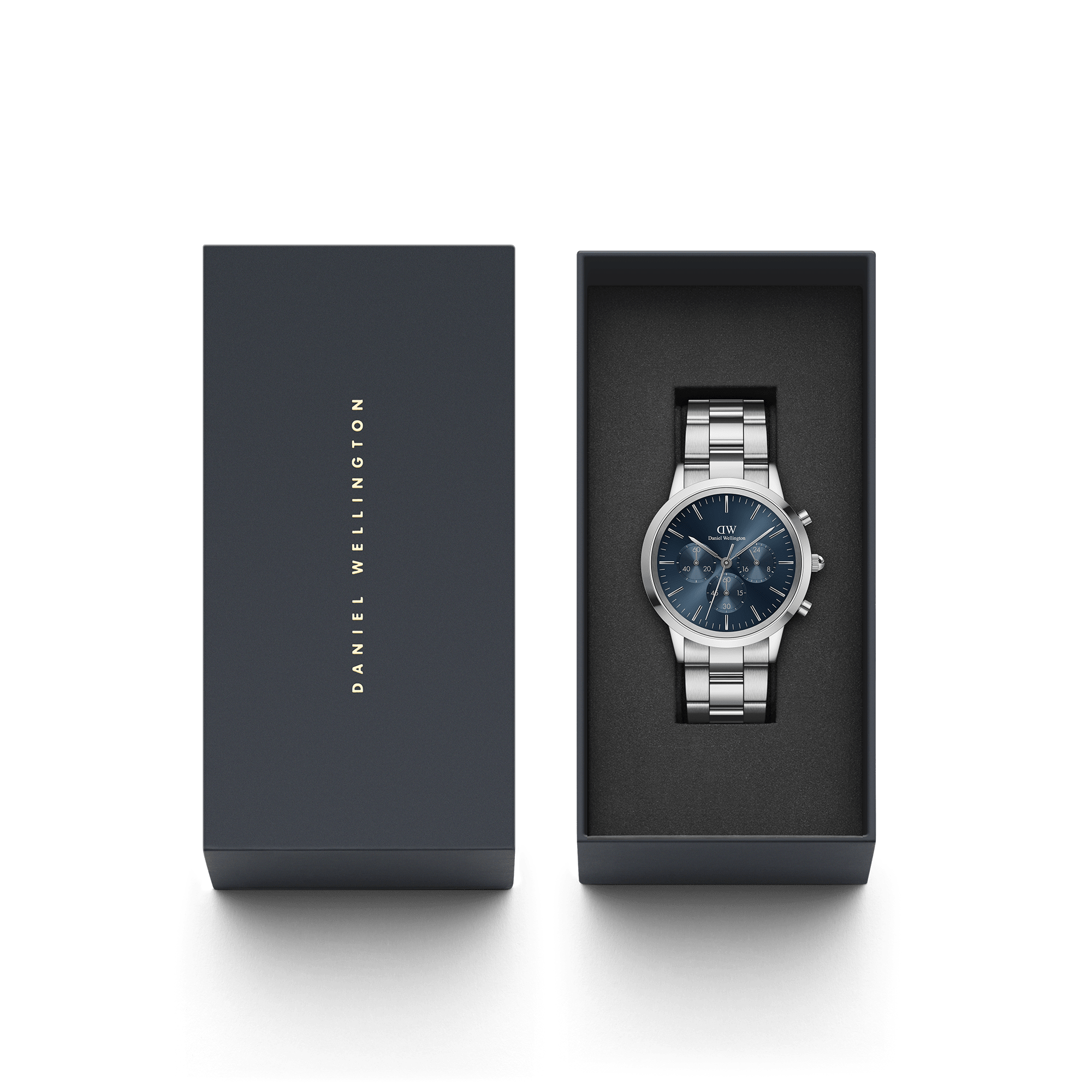腕時計 Iconic Chronograph LINK 42mm 高級メンズ腕時計 レディース... Daniel Wellington ブルー