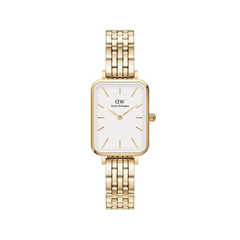 Quadro 5-Link - Women's gold watch with white dial| DW