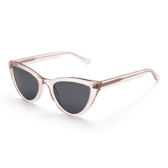 Lynx Bio-Acetate Clear Pinkを斜め上から撮影した画像です。クリアピンクのバイオアセテートフレームの透明感と、テンプル部分に刻印されたDaniel Wellingtonのロゴが確認できます。