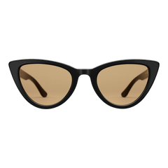 Daniel WellingtonのLynx Bio-Acetateサングラス正面画像。ブラックのキャットアイフレームにイエローレンズを合わせた、レトロでクラシックなデザインです。