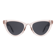 ダニエルウェリントン Lynx Bio-Acetateのサングラス正面画像。透明感のあるクリアピンクのキャットアイフレームに、ブラックレンズを組み合わせたデザインです。