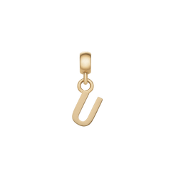 Daniel WellingtonのLetter Charm Goldは、アルファベットの「U」をモチーフにしたデザインです。柔らかな曲線を描くU字が上品な印象を与え、ゴールドの輝きが白い背景に映えます。上部のベイル部分にリングが付いており、チェーンやブレスレットに取り付けてお楽しみいただけます。